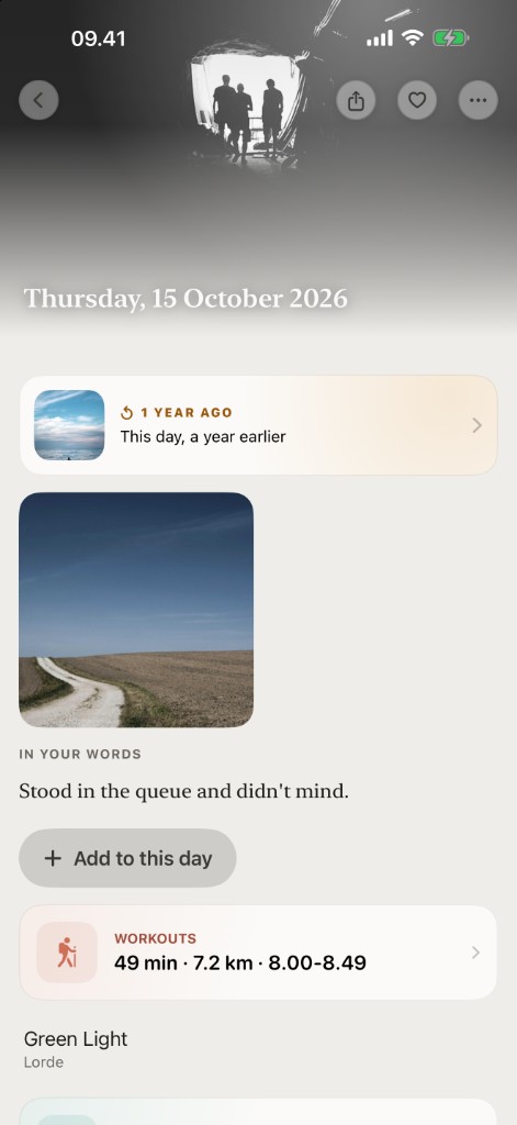 A YesterKeep day on 15 October: photographs, words, a workout and a song.